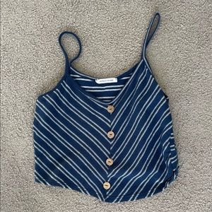 Blue striped cropped tank
